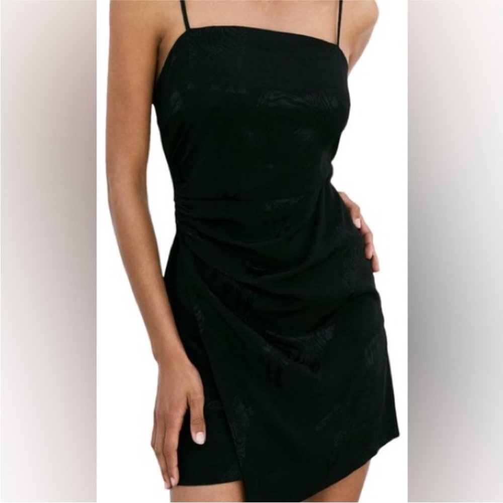 {ZARA} Zebra Print Black Dress